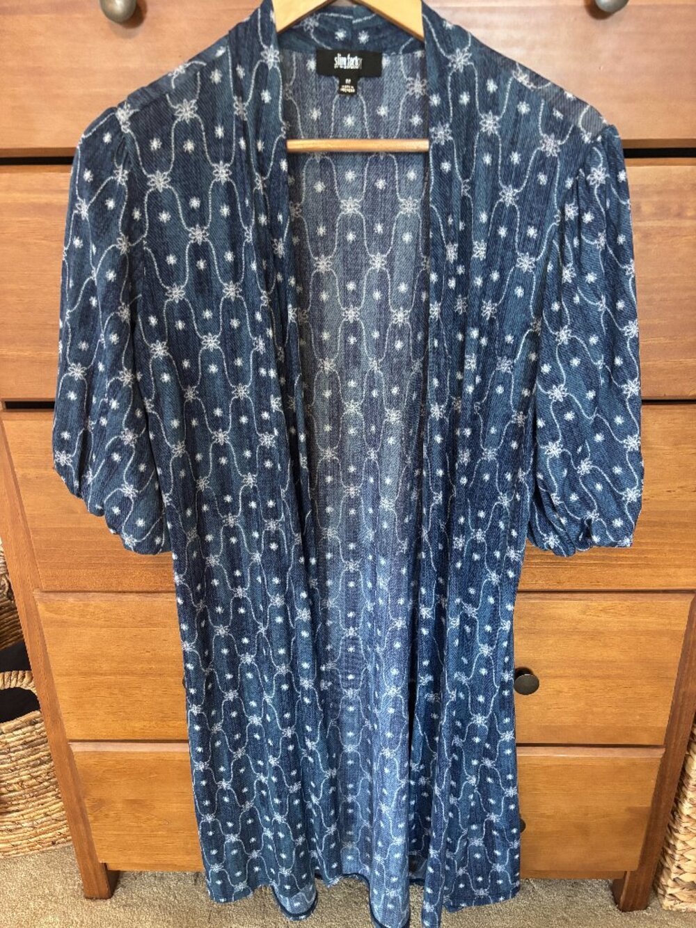 Slim Factor Summer Cardigan Topper Puff Sleeve High Low - M